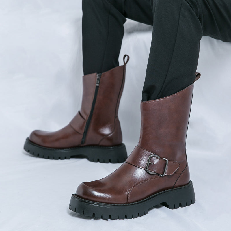 MLB LTHR-11 Rugged Mid-Calf Boots - Luxuryurbanwear
