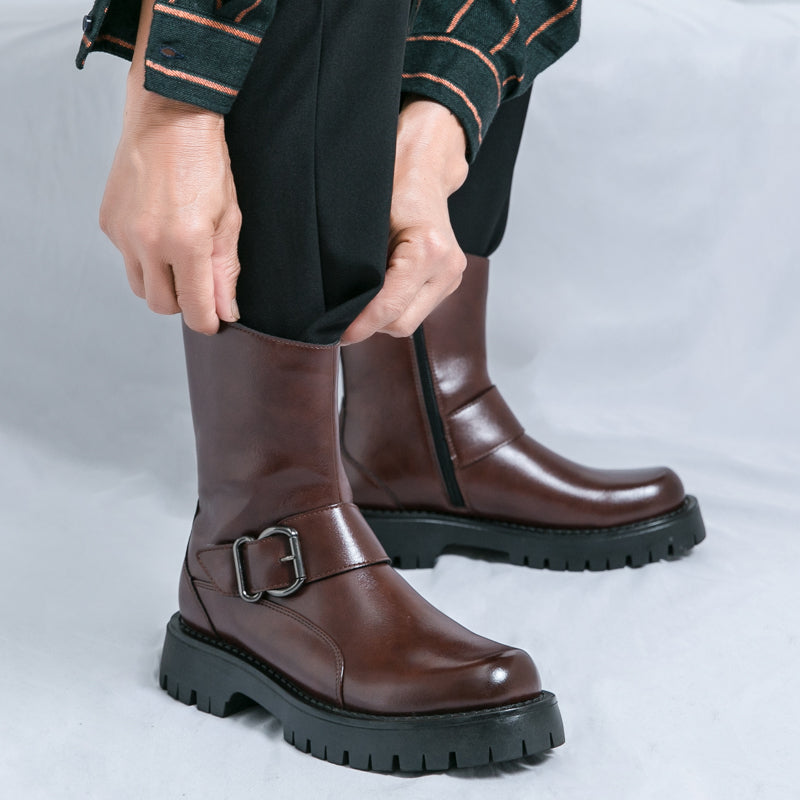 MLB LTHR-11 Rugged Mid-Calf Boots - Luxuryurbanwear