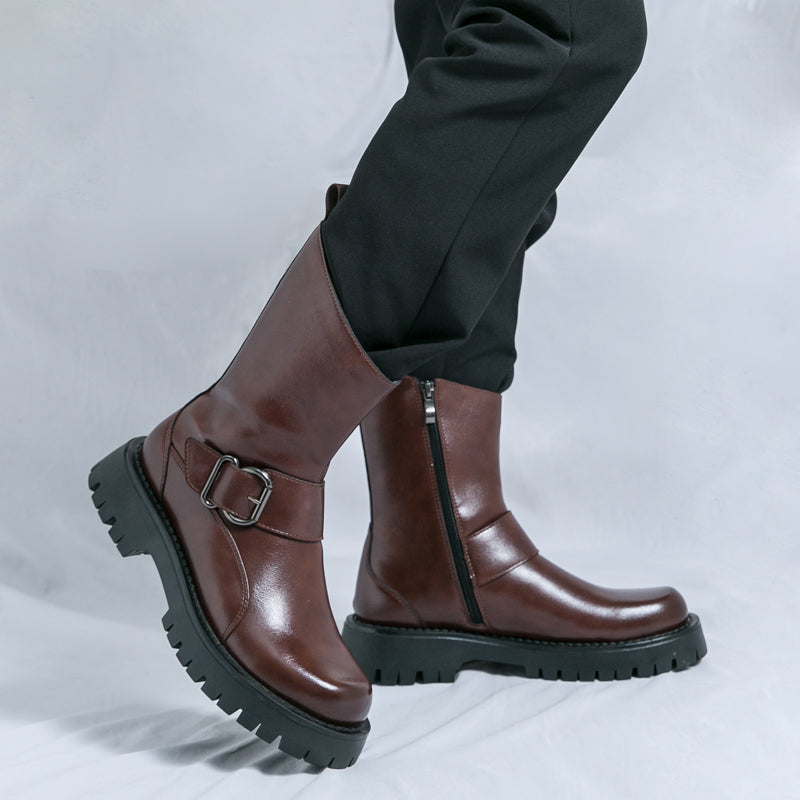 MLB LTHR-11 Rugged Mid-Calf Boots - Luxuryurbanwear