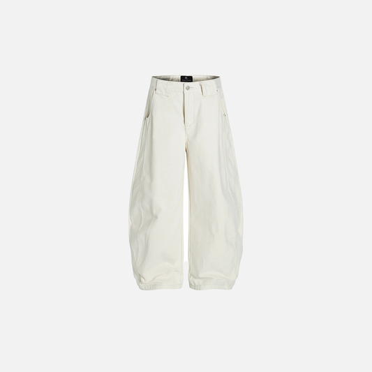 White Streetwear High Street Loose Fit Wide Leg Jeans - Luxuryurbanwear