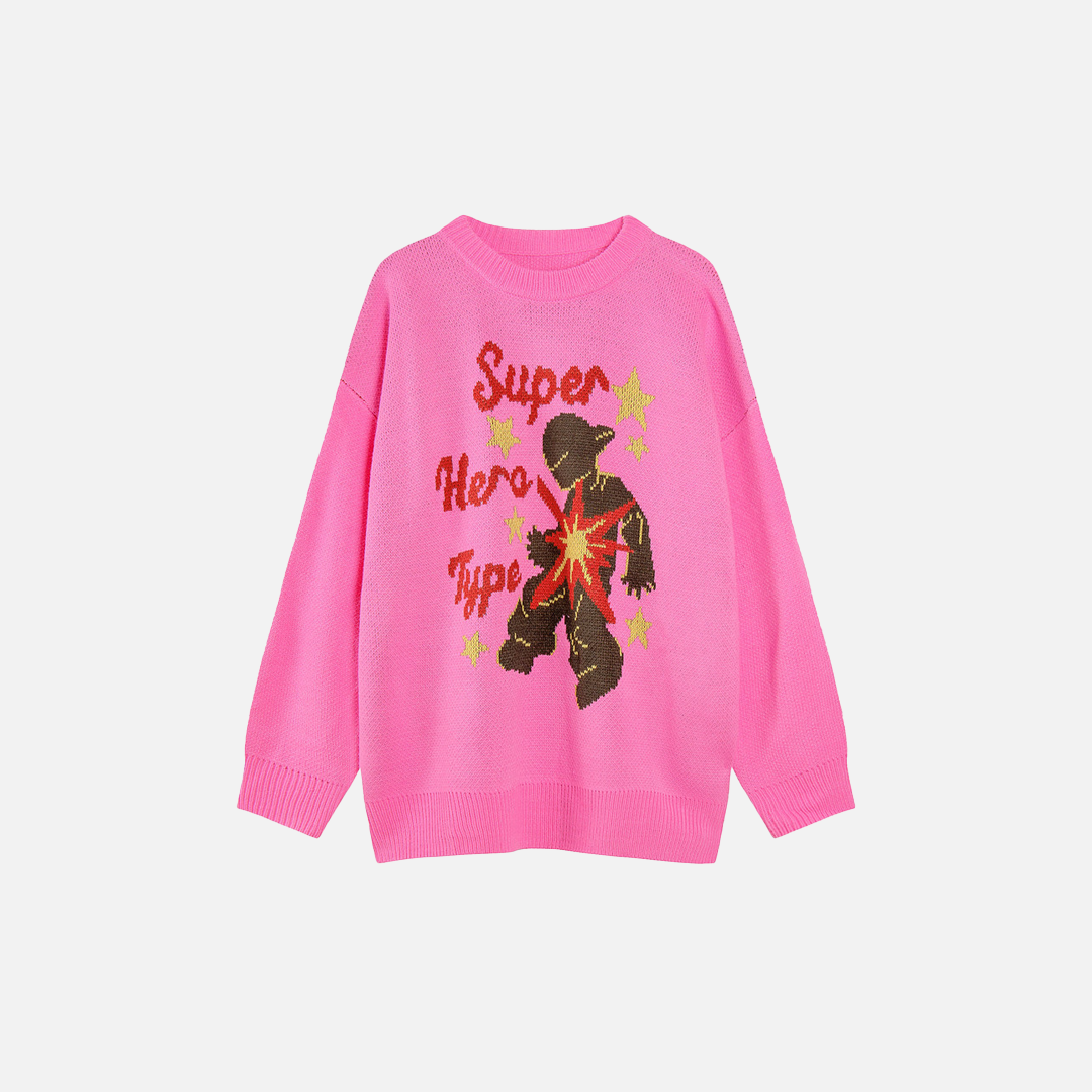 Women Retro Cozy Cartoon Round Neck Sweater - Luxuryurbanwear