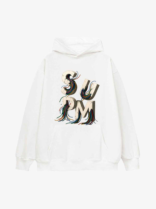 French Terry Streetwear Gravel Wire Font Hoodie