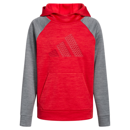 adidas Boys Pullover Hoodie Poly Hooded Sweatshirt Better Scarlet Red Heather