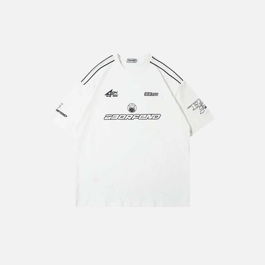 Cozy Oversized Racing Style Graphic Cotton T-Shirt - Luxuryurbanwear