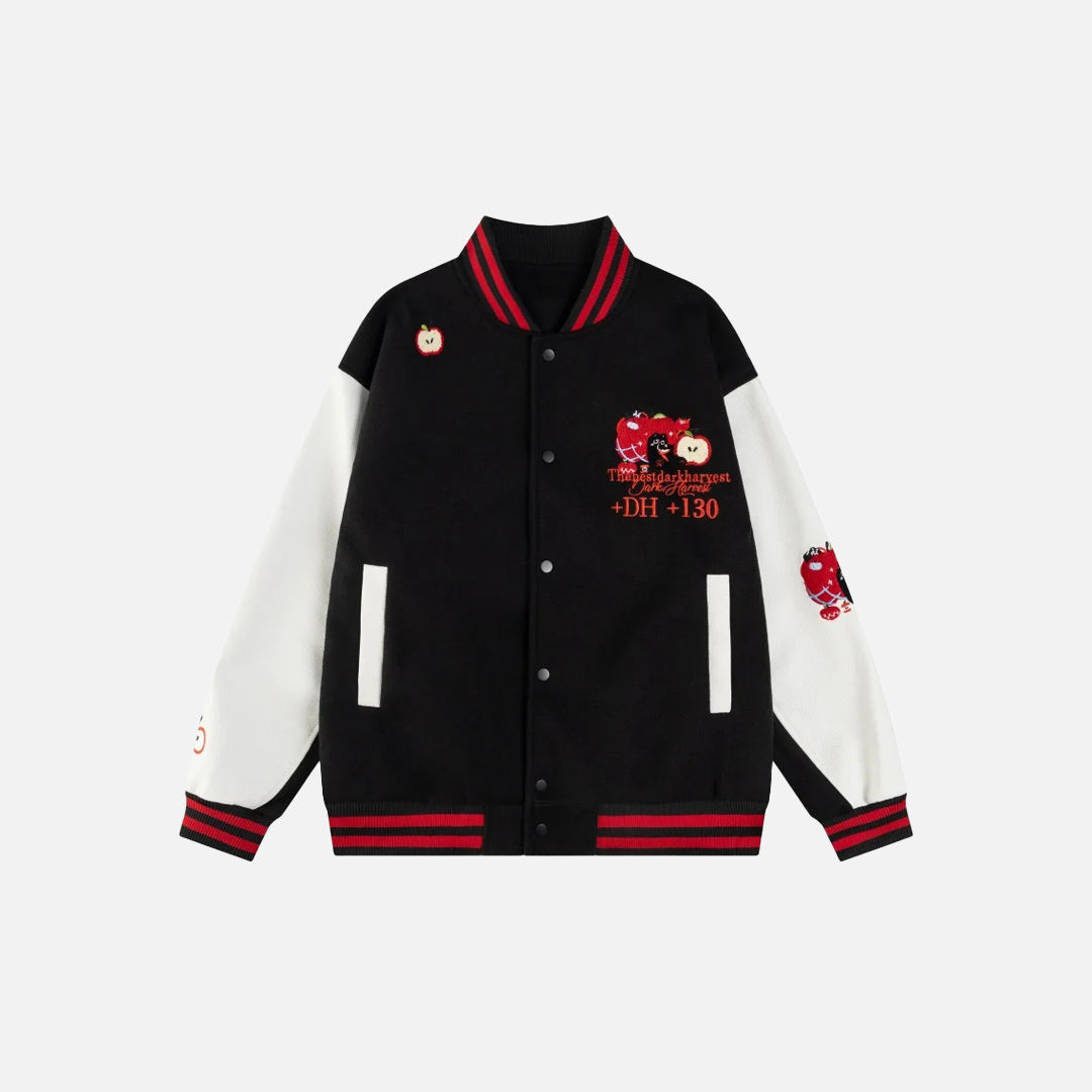 Cartoon Embroidery Single Breasted Baseball Varcity Jacket - Luxuryurbanwear