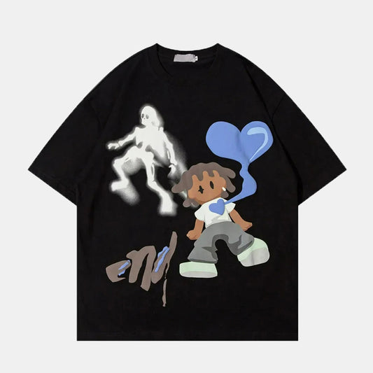 Anime Graffiti Oversized T-Shirt - Street-Art Otaku Luxury Tee | LuxuryUrbanwear - Luxuryurbanwear