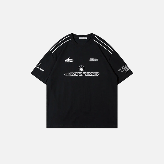 Cozy Oversized Racing Style Graphic Cotton T-Shirt - Luxuryurbanwear