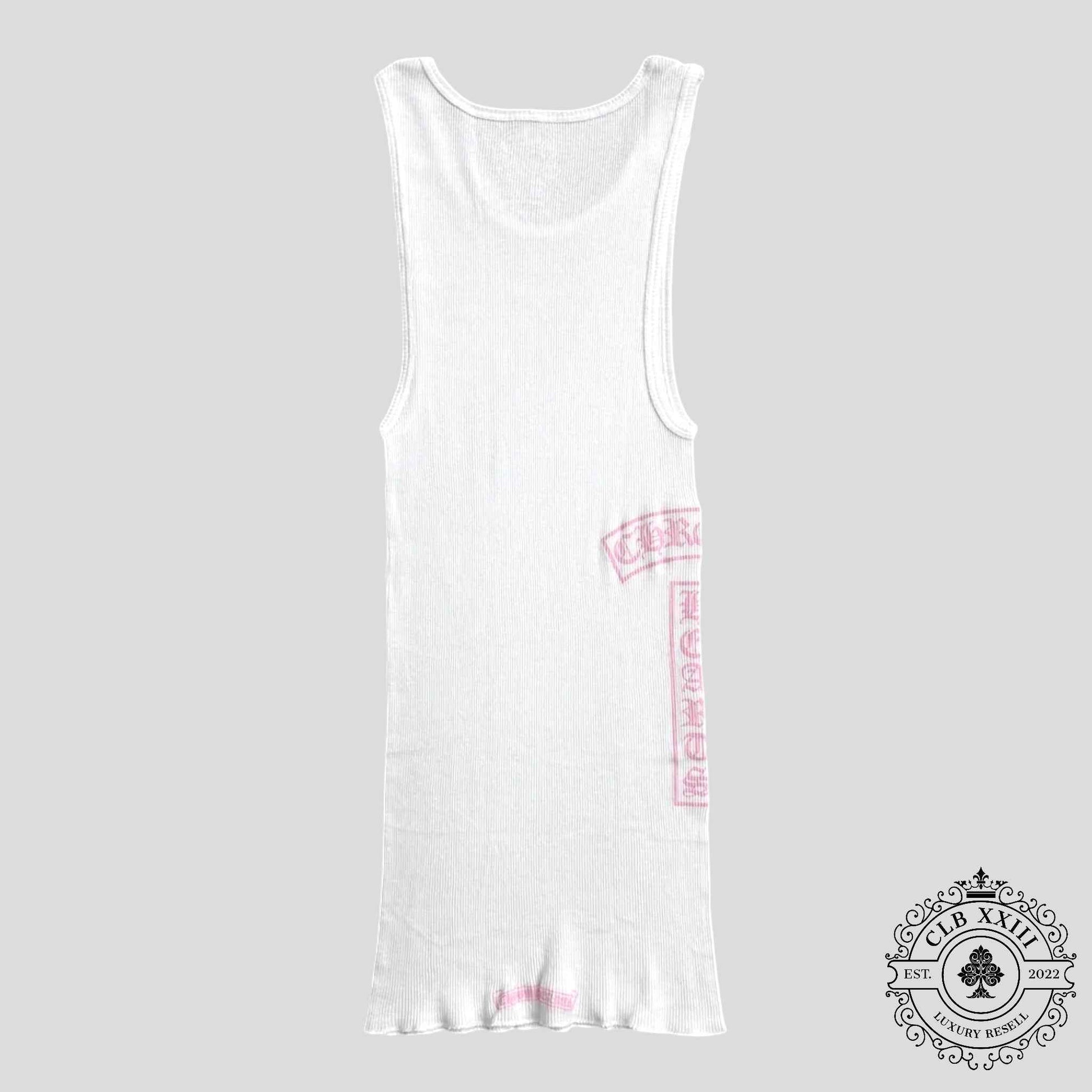 Chrome Hearts T Bar Rib Tank Top in White / Pink