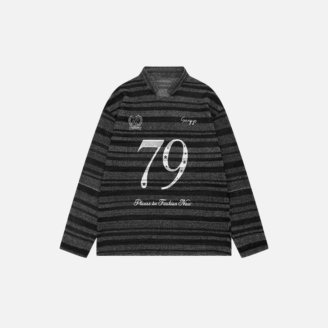 Streetwear Striped Long Sleeve V-Neck Casual Sweater - Luxuryurbanwear