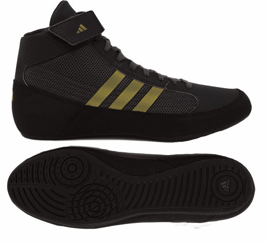adidas Boys HVC Wrestling Shoe Black/Charcoal/Metallic Gold 13 Little Kid