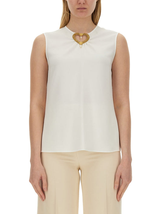 Moschino Women Blouse With Heart Applique