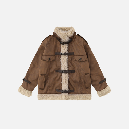 Winter Multi Pocket Thick High Neck Leather Jacket - Luxuryurbanwear