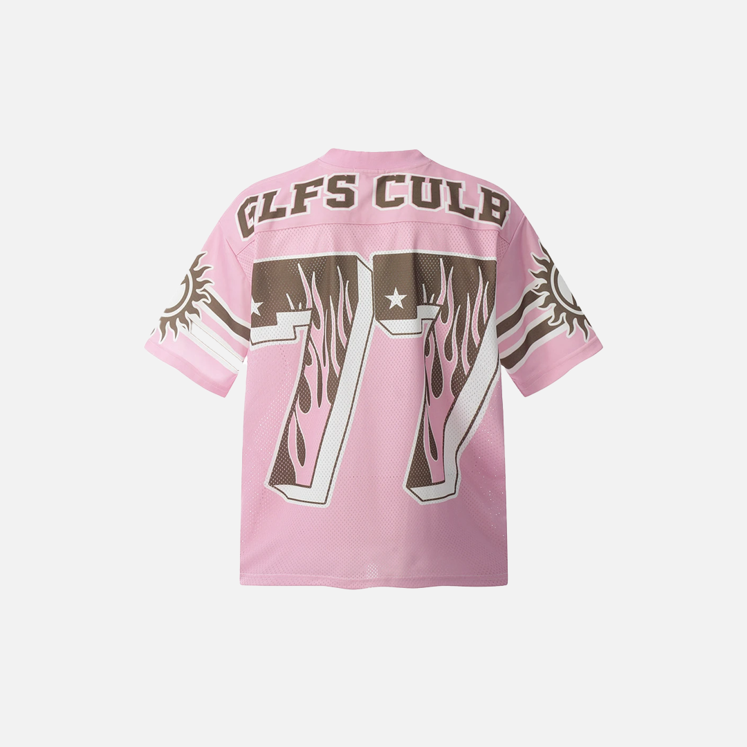 Pink Y2K Mesh Oversized Flame Sports T-Shirt - Luxuryurbanwear
