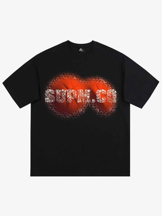 SUPM Foam Texture Basketball Pattern Graphic T-Shirt
