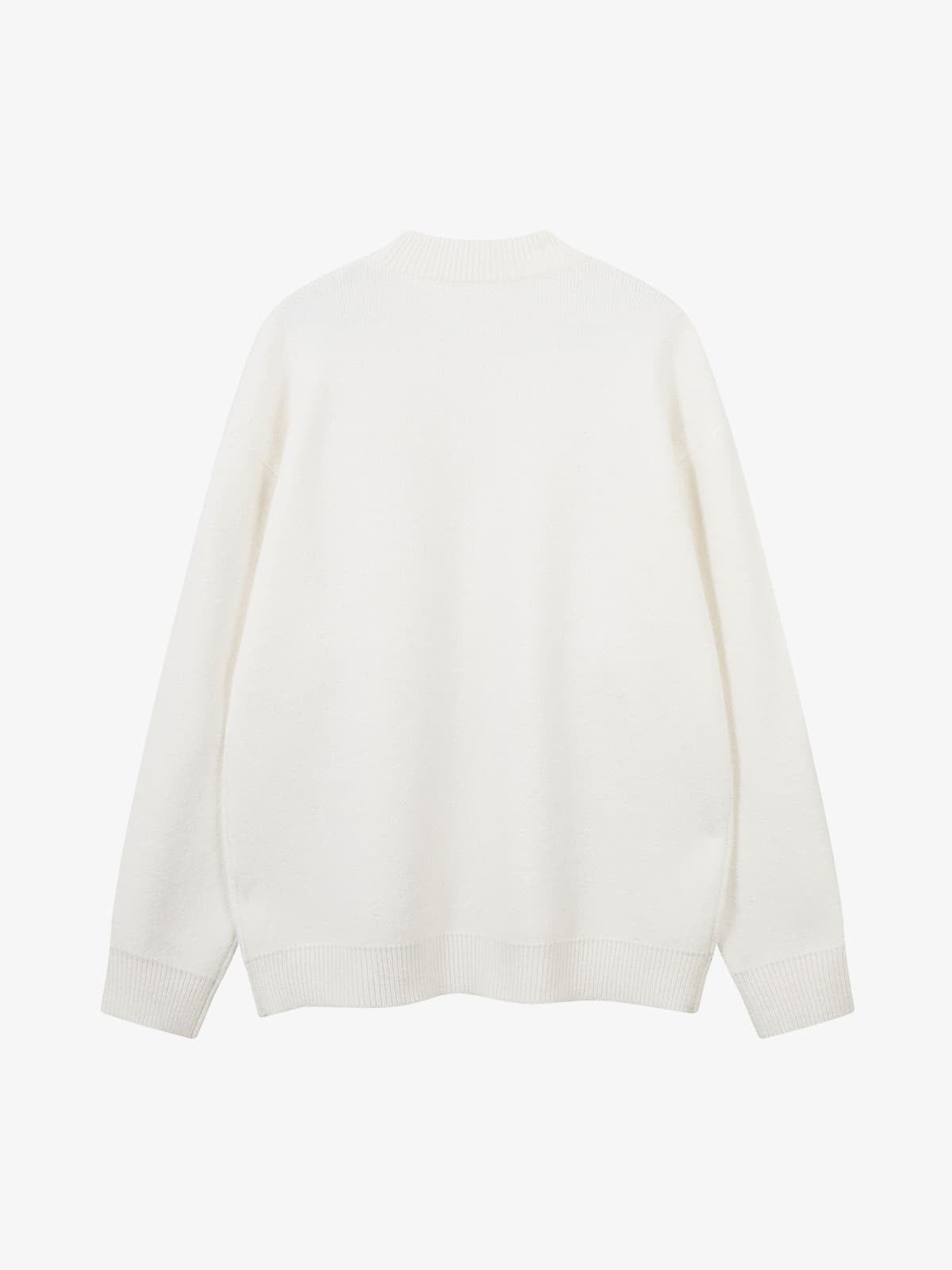 Retro Fuzzy Letter Patch Textured Knit Sweater - Luxuryurbanwear