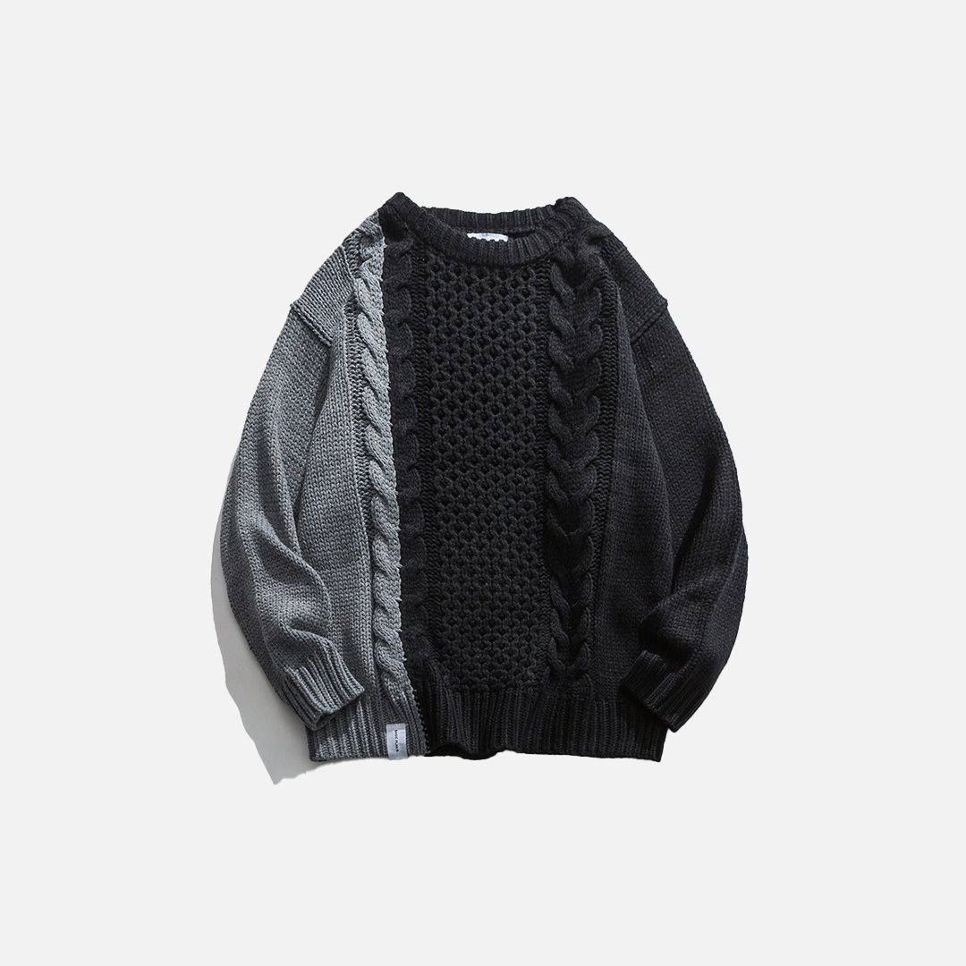 Y2K Unique Cozy Patchwork Knit Casual Sweater - Luxuryurbanwear