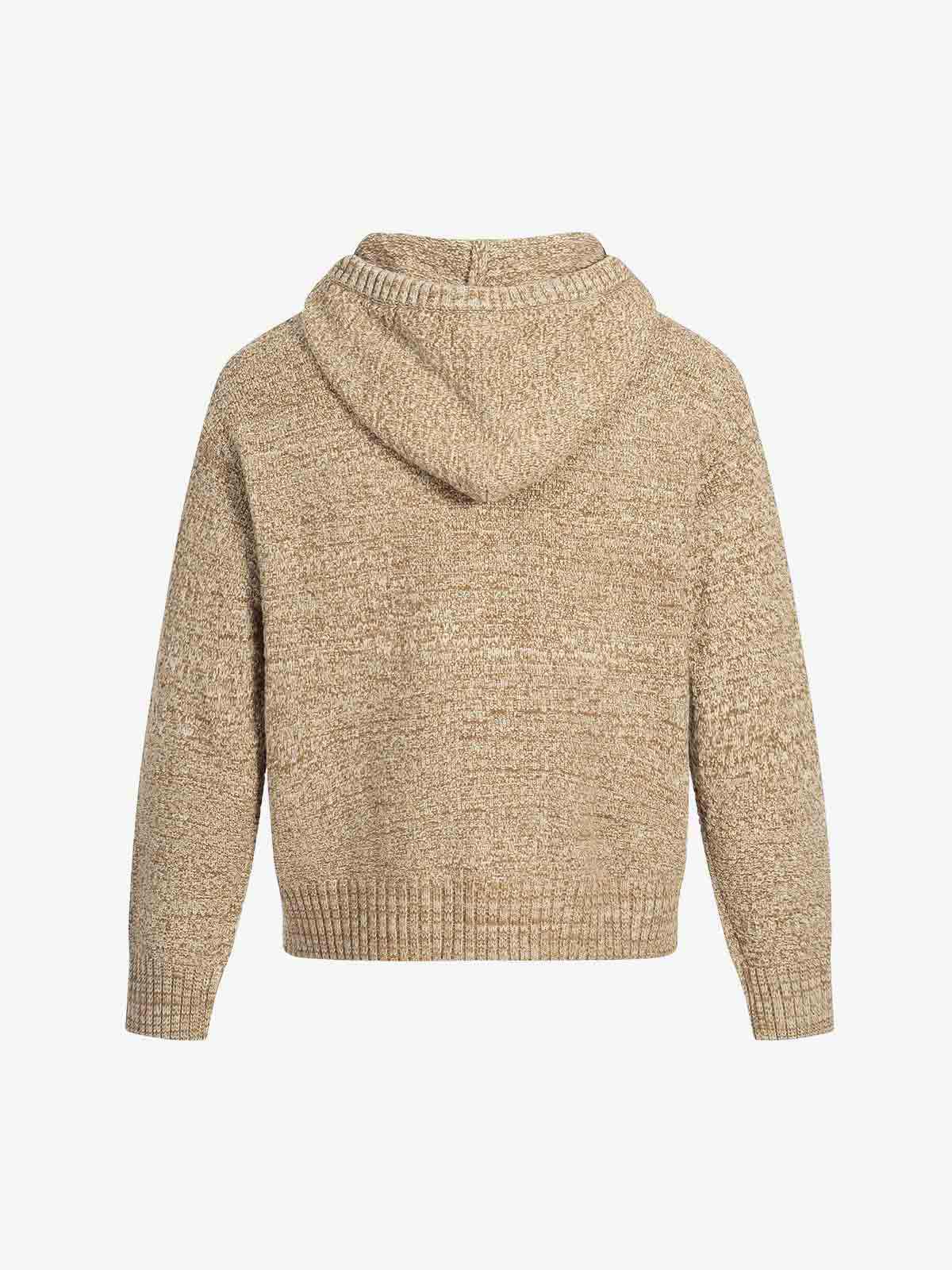 Relaxed Fit Knit Hooded Pullover Hoodie Sweater