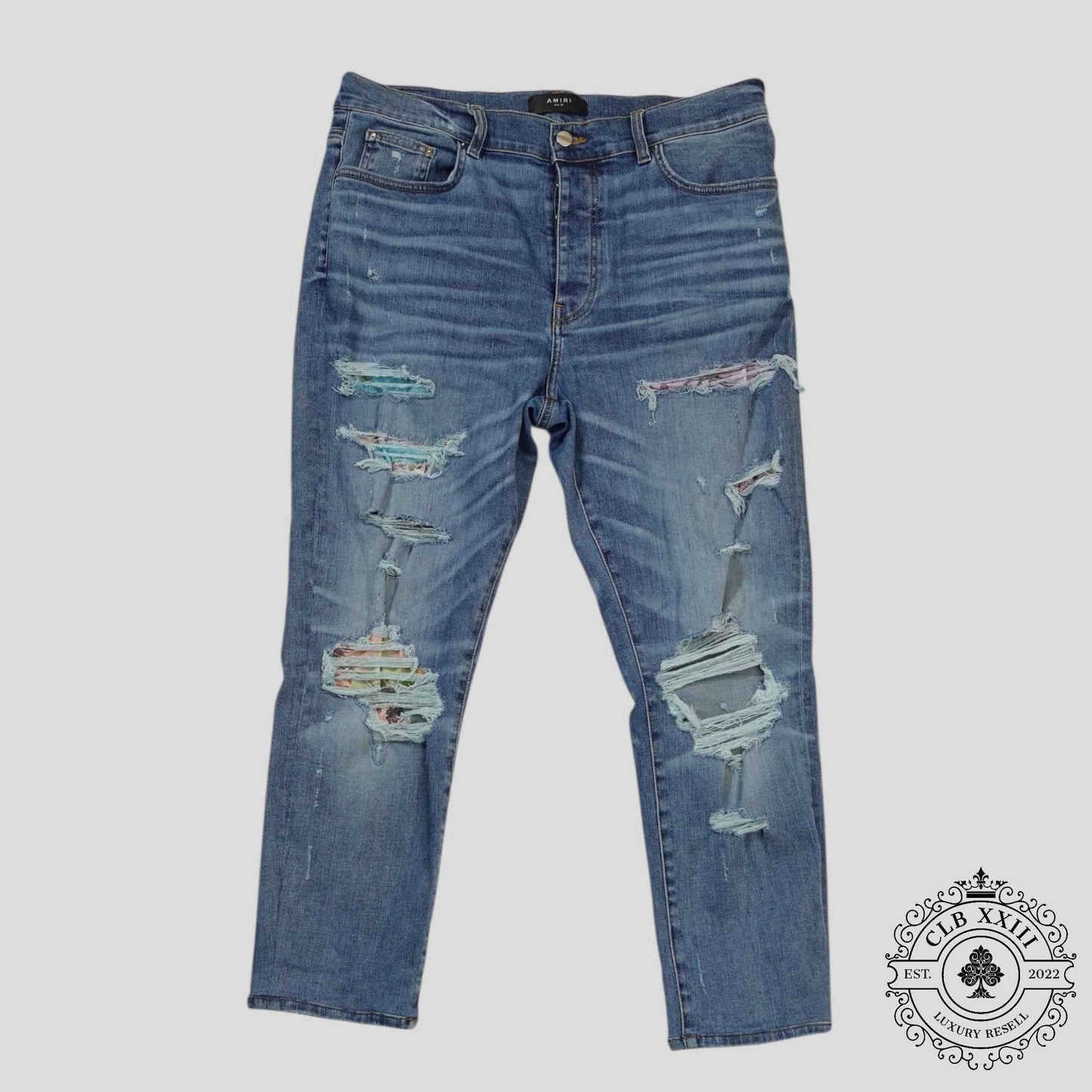 Amiri Palm Tree Patch Jeans in Indigo