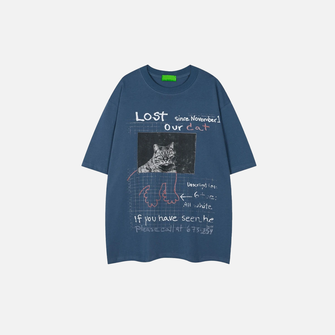 Cute Cat Print Hip Hop Oversized Short Sleeve T-Shirt - Luxuryurbanwear