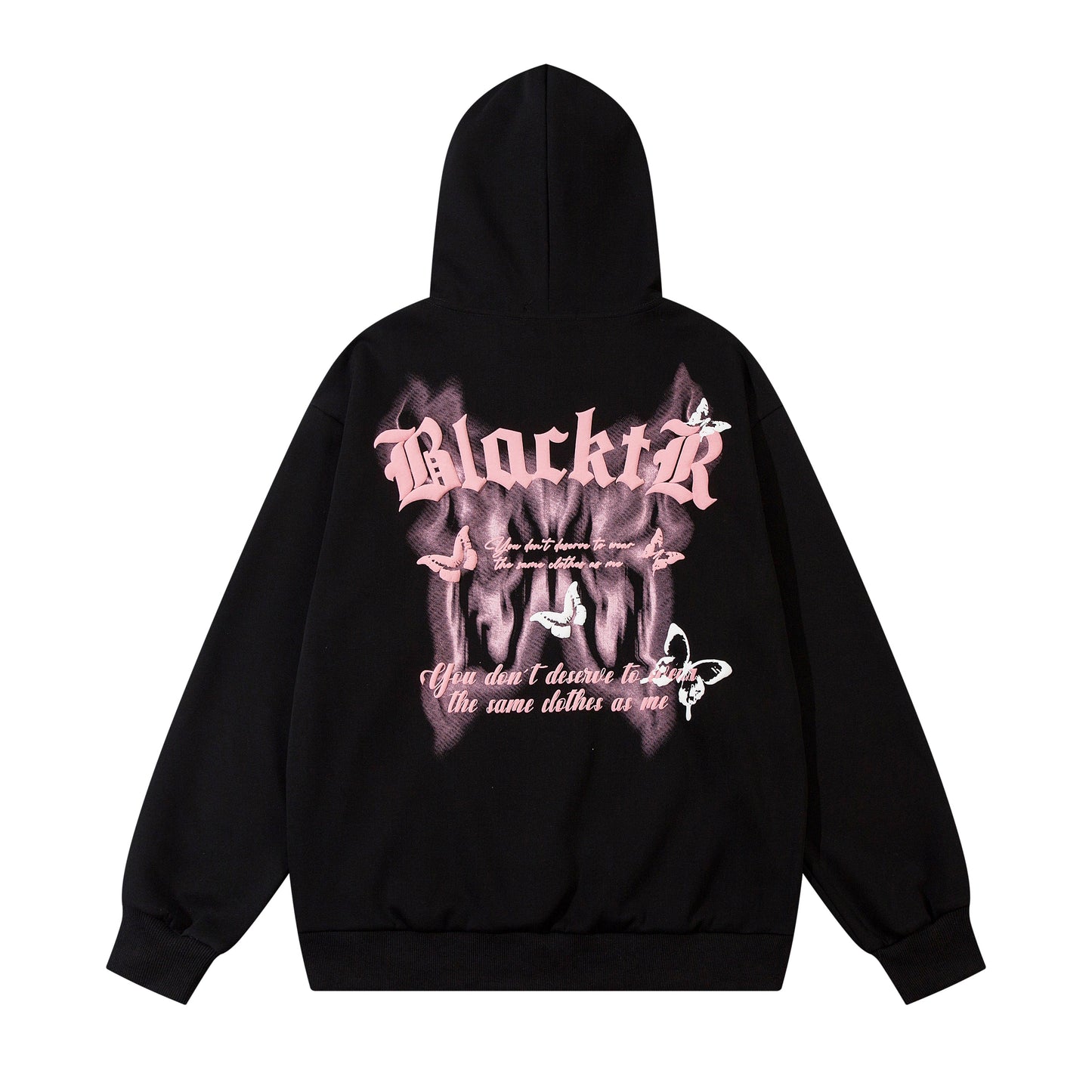 Gothic Butterfly Print Oversized Hoodie - Dark Aesthetic Y2K | LuxuryUrbanwear
