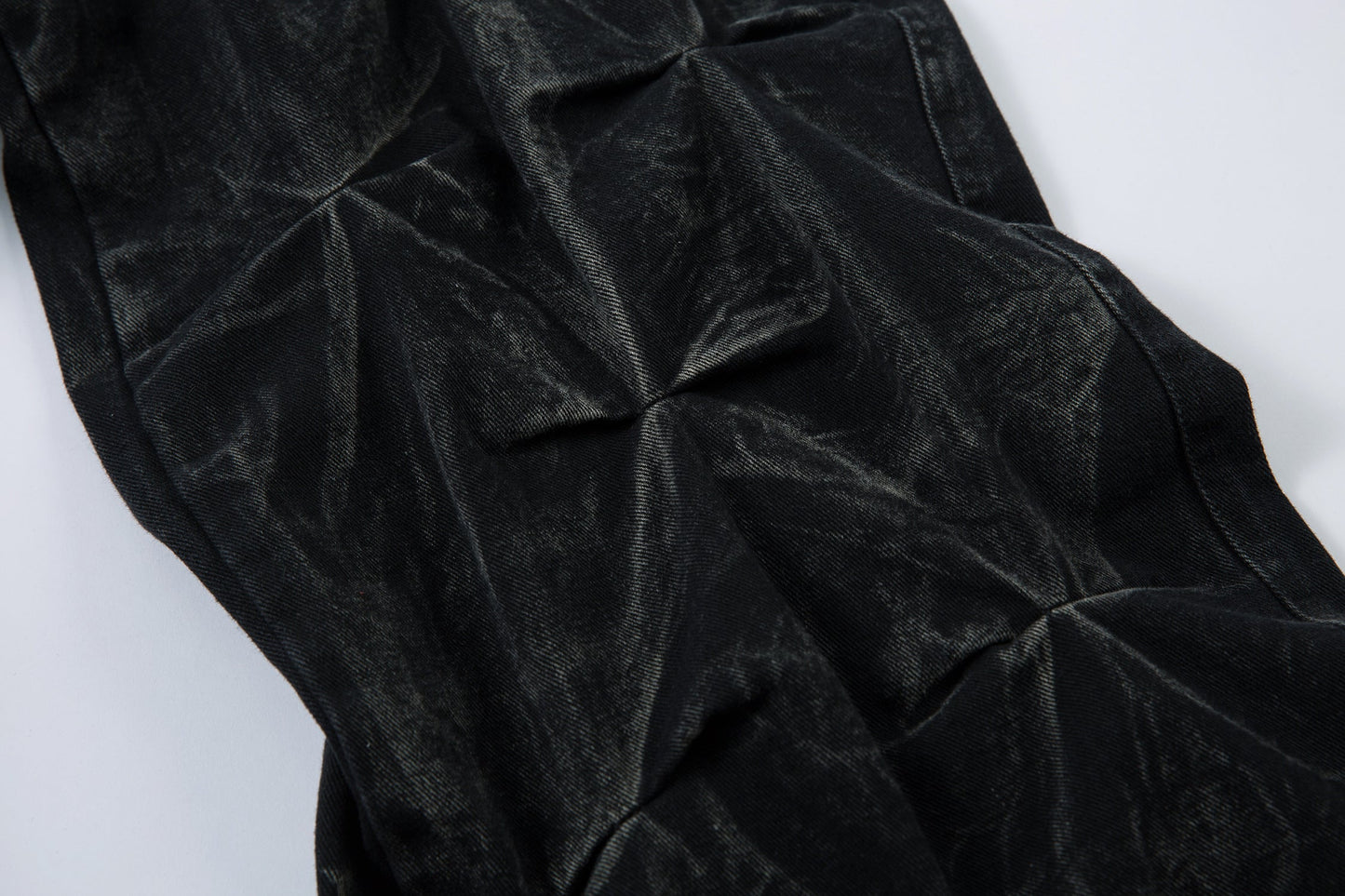 Washed Distressed Pleated | Baggy Jeans