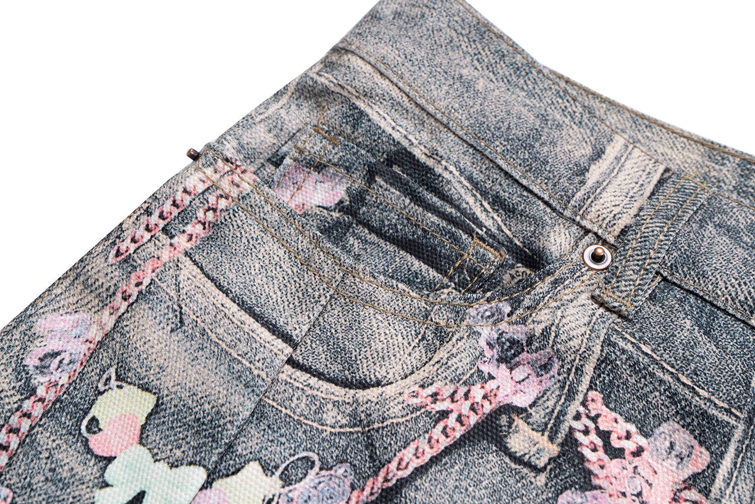 Candy Chain Washed Baggy Jeans - Y2K Cyber Aesthetic Denim | LuxuryUrbanwear - Luxuryurbanwear