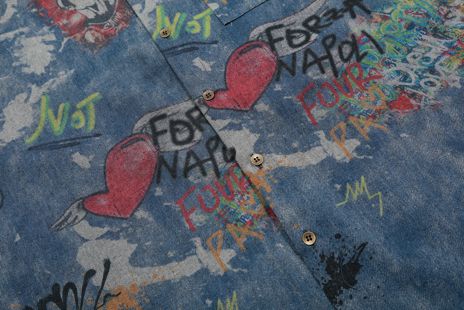 Vintage Graffiti | Denim Shirt - Luxuryurbanwear