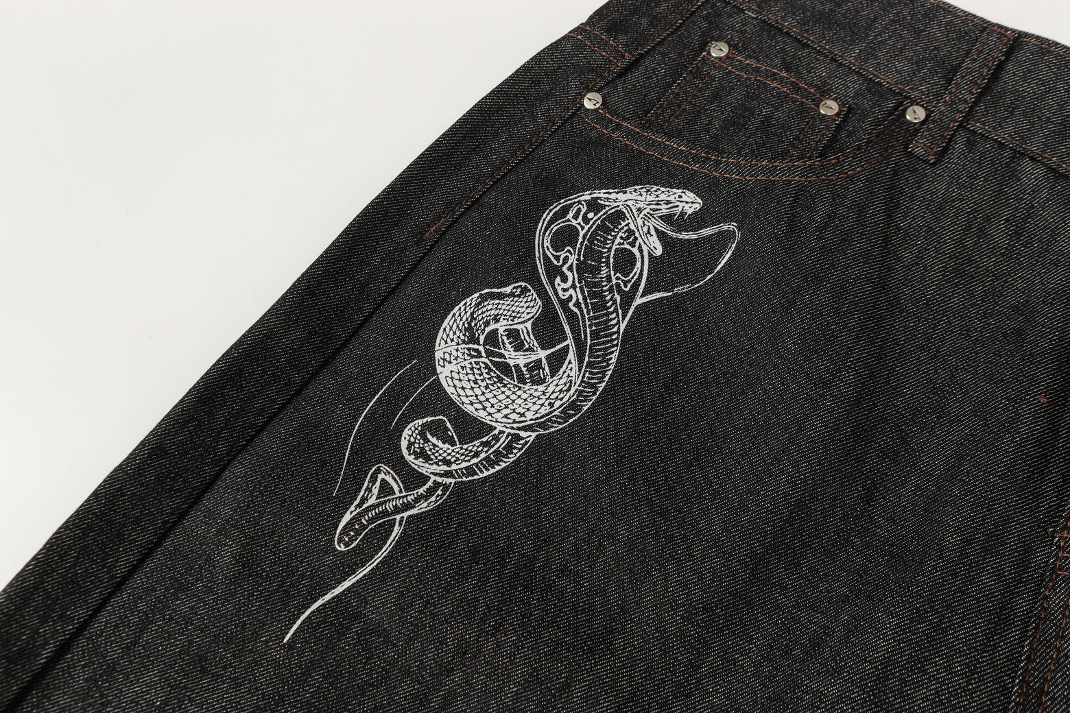Snake Embroidery | Denim Jeans - Luxuryurbanwear