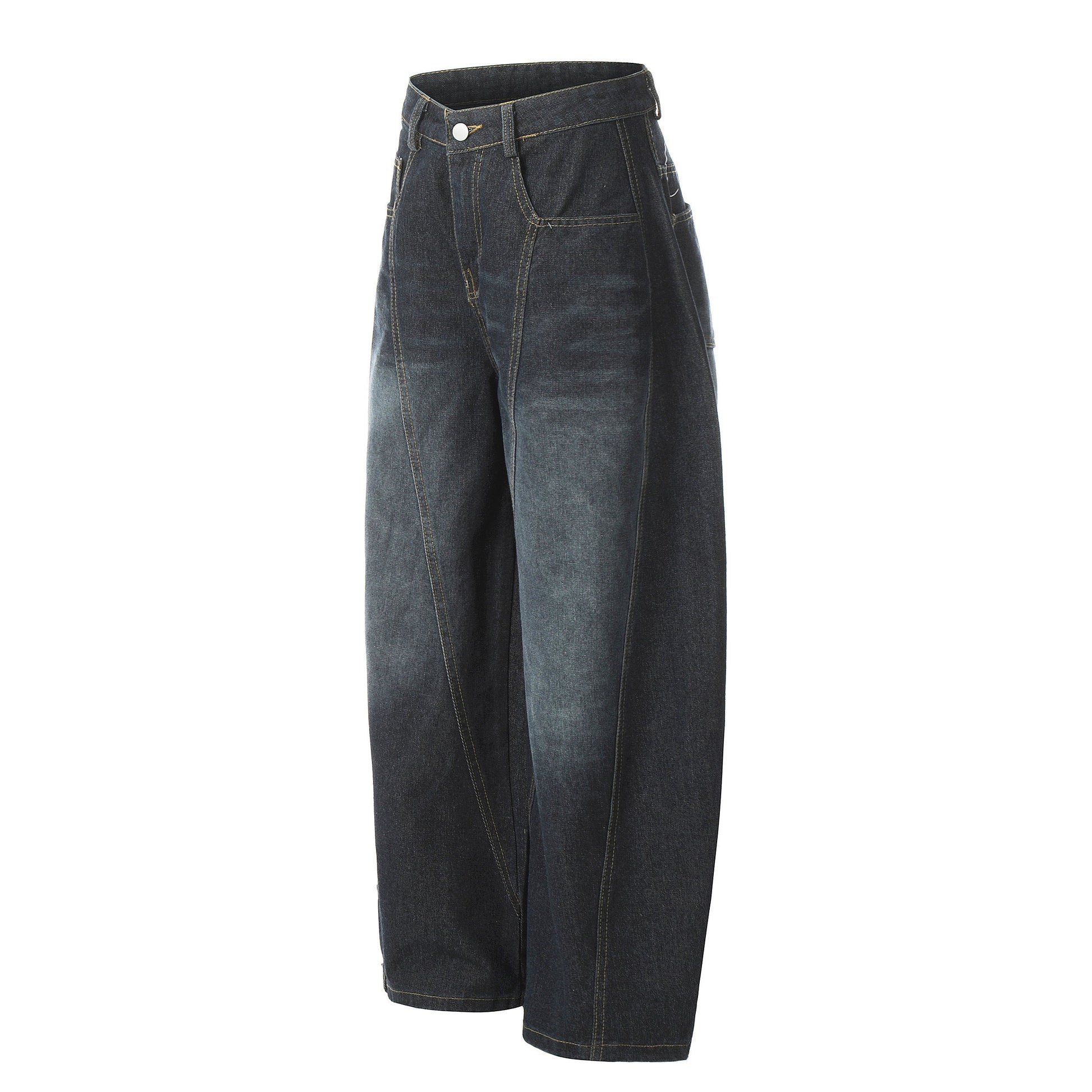 Winter Sky | Knitted Wide-Leg Denim Pants - Luxuryurbanwear