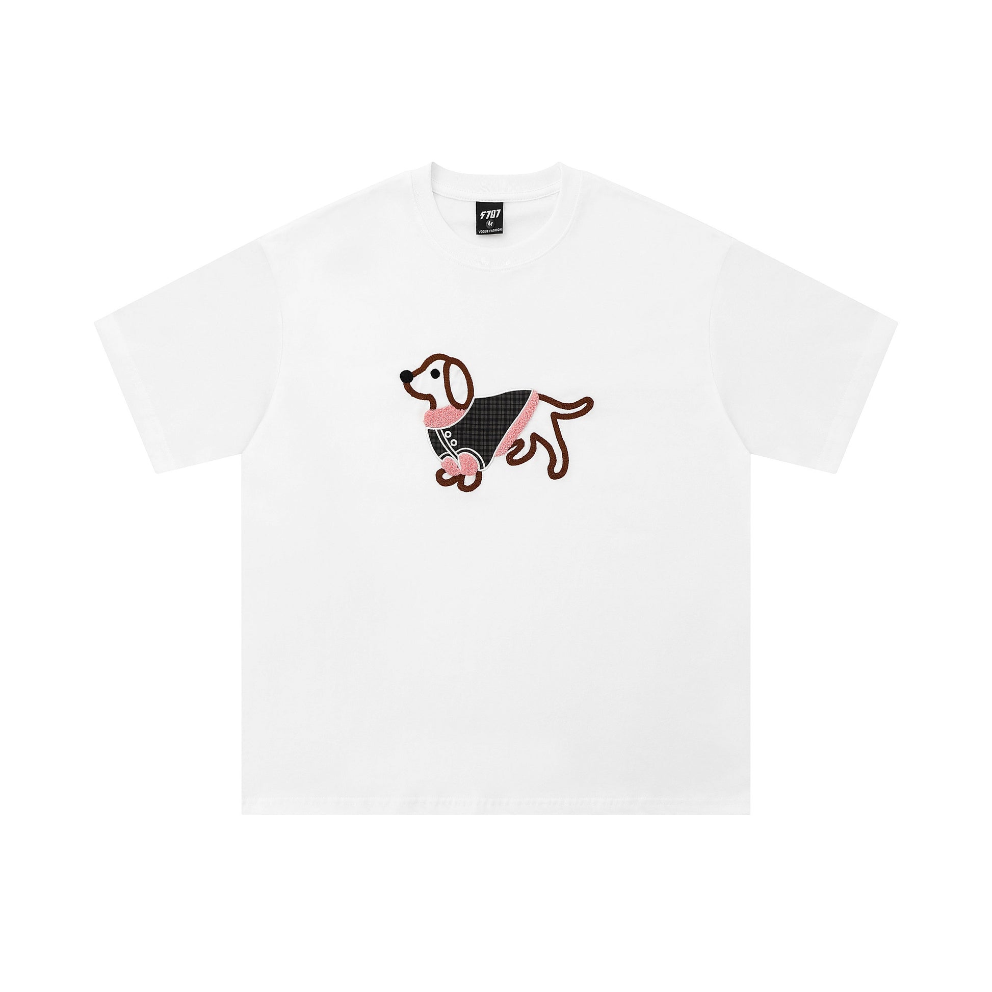 Scarf Pup | Embroidered Dog Patch Tee - Luxuryurbanwear