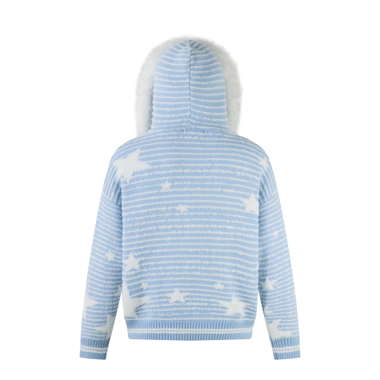 Winter Sky | Knitted Hoodie with Faux Fur Trim - Luxuryurbanwear