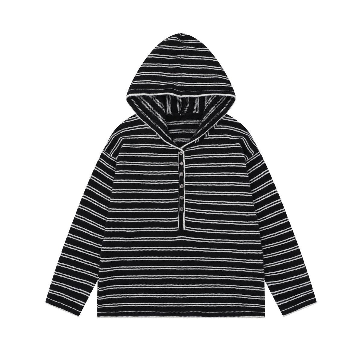 COASTLINE | Striped Buttoned Hood Pullover - Luxuryurbanwear