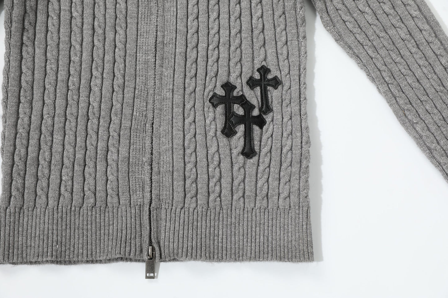 Fuzzy Pup | Striped Knit Cardigan with Dog Embroidery - Luxuryurbanwear