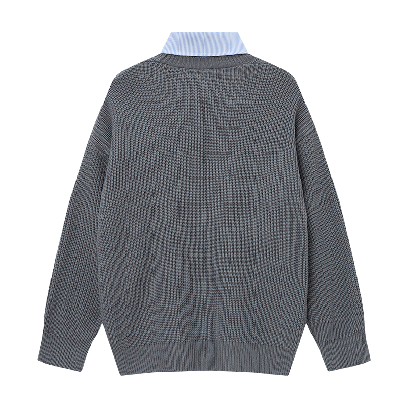 Prep Layer | Knit Cardigan with Shirt & Tie Detail - Luxuryurbanwear