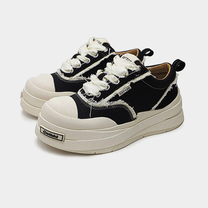 Raggedy | Distressed Canvas Sneakers - Luxuryurbanwear