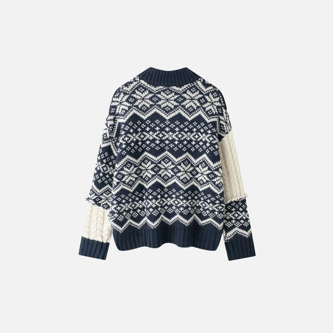 Elegant Jacquard Knitted Long Sleeve Cardigan - Luxuryurbanwear
