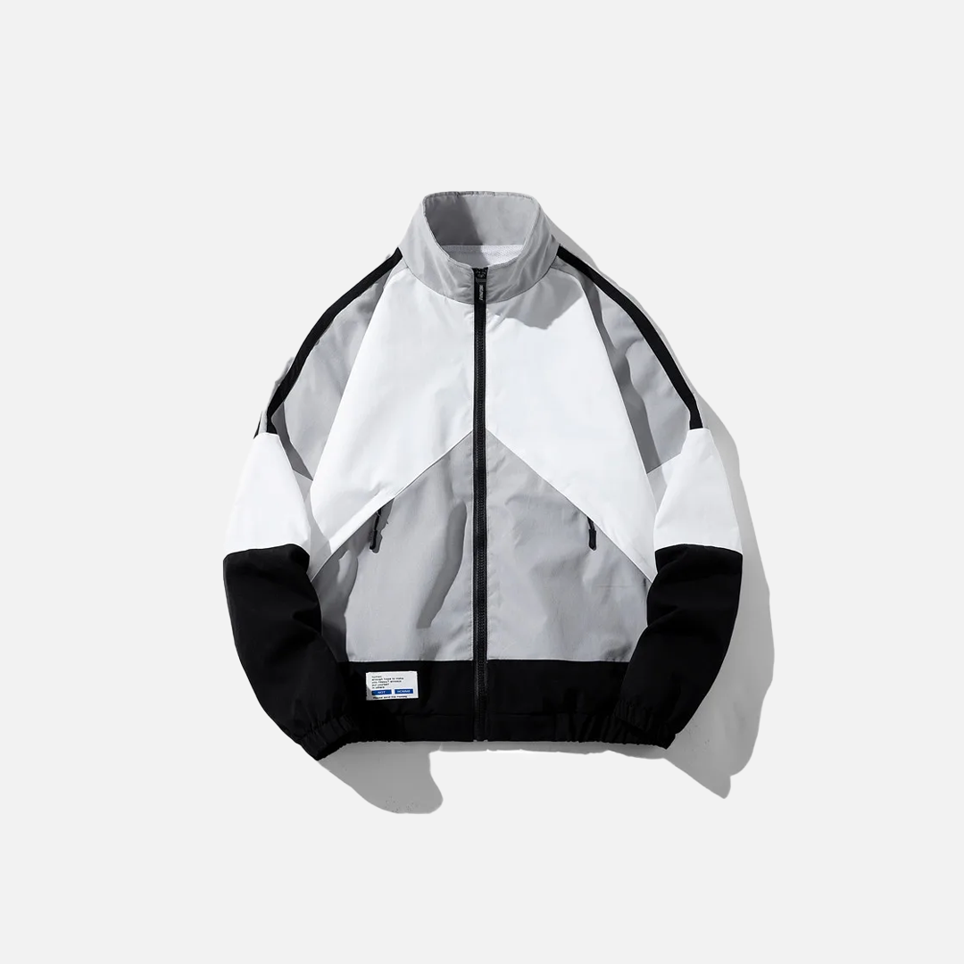 Patchwork Stand Collar Baseball Windbreaker Jacket - Luxuryurbanwear