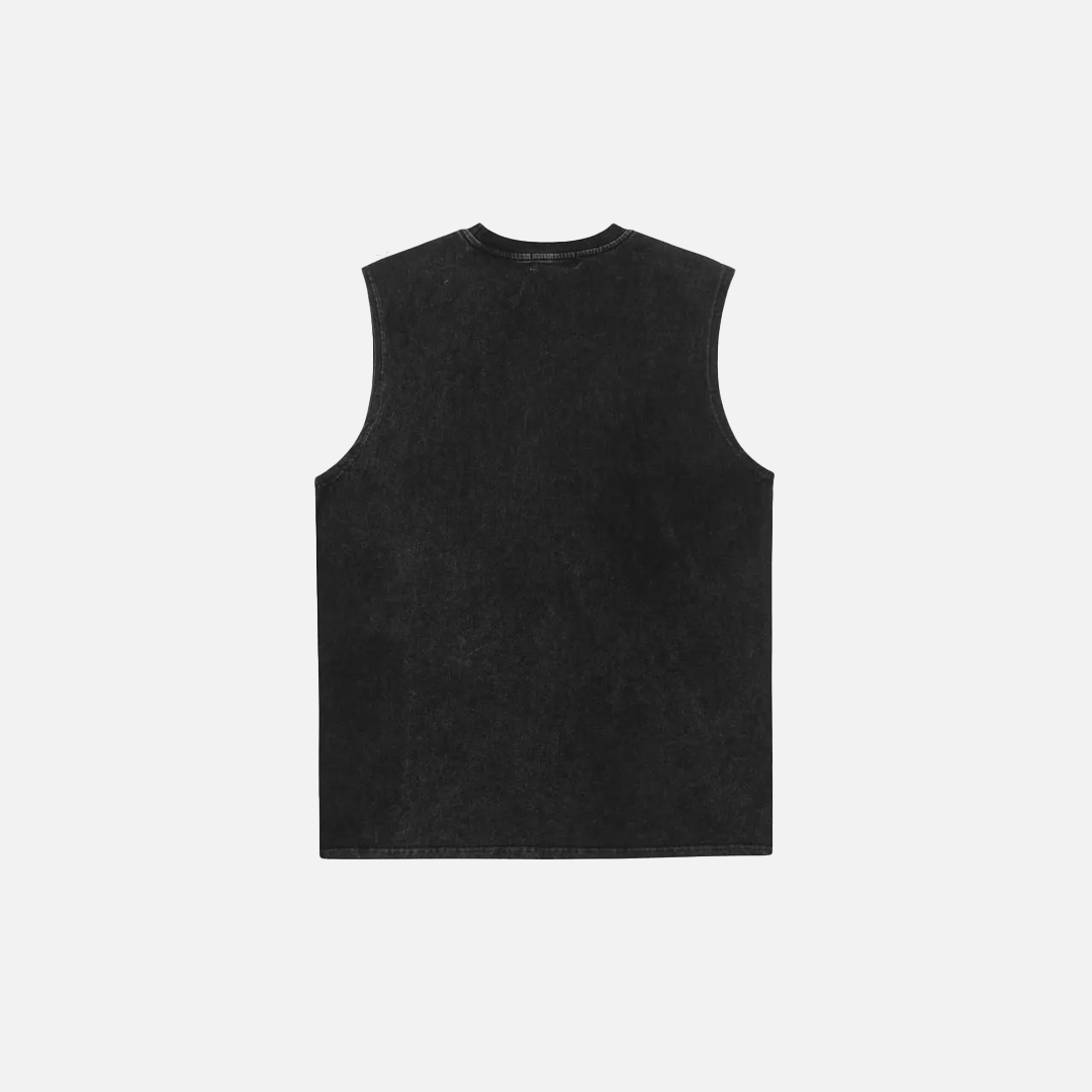 Breathable Retro Graphic Print Oversized Sleeveless T-Shirt - Luxuryurbanwear