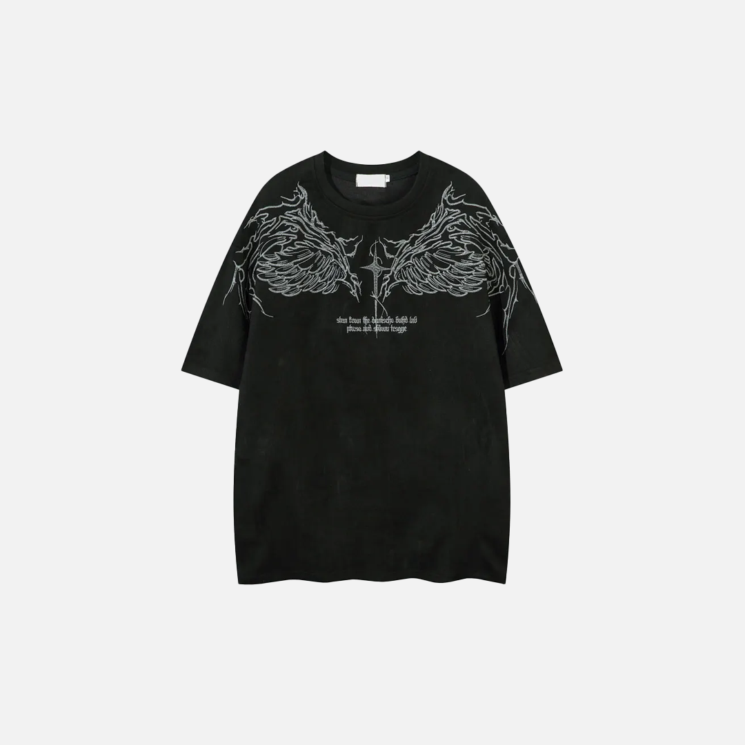 Plush Oversized Embroidered Short Sleeve T-Shirt - Luxuryurbanwear
