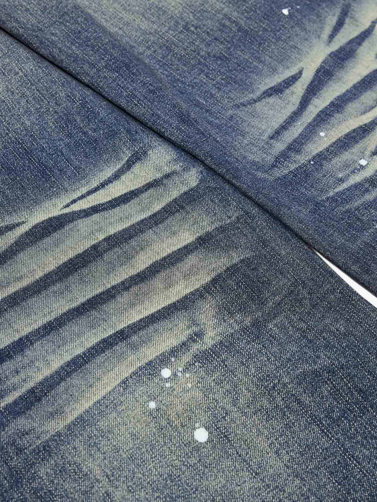 Washed Paint-Splatter Pleated Barrel Jeans - Luxuryurbanwear