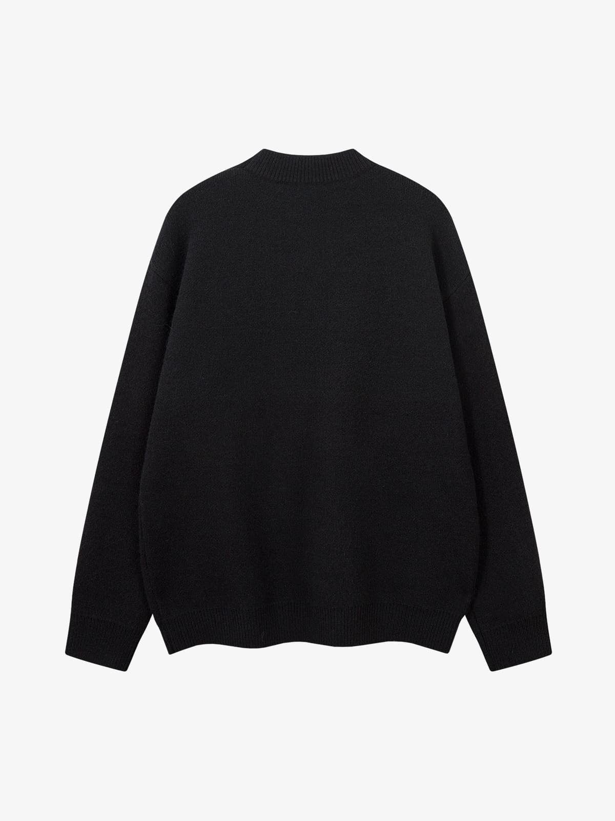 Retro Fuzzy Letter Patch Textured Knit Sweater - Luxuryurbanwear