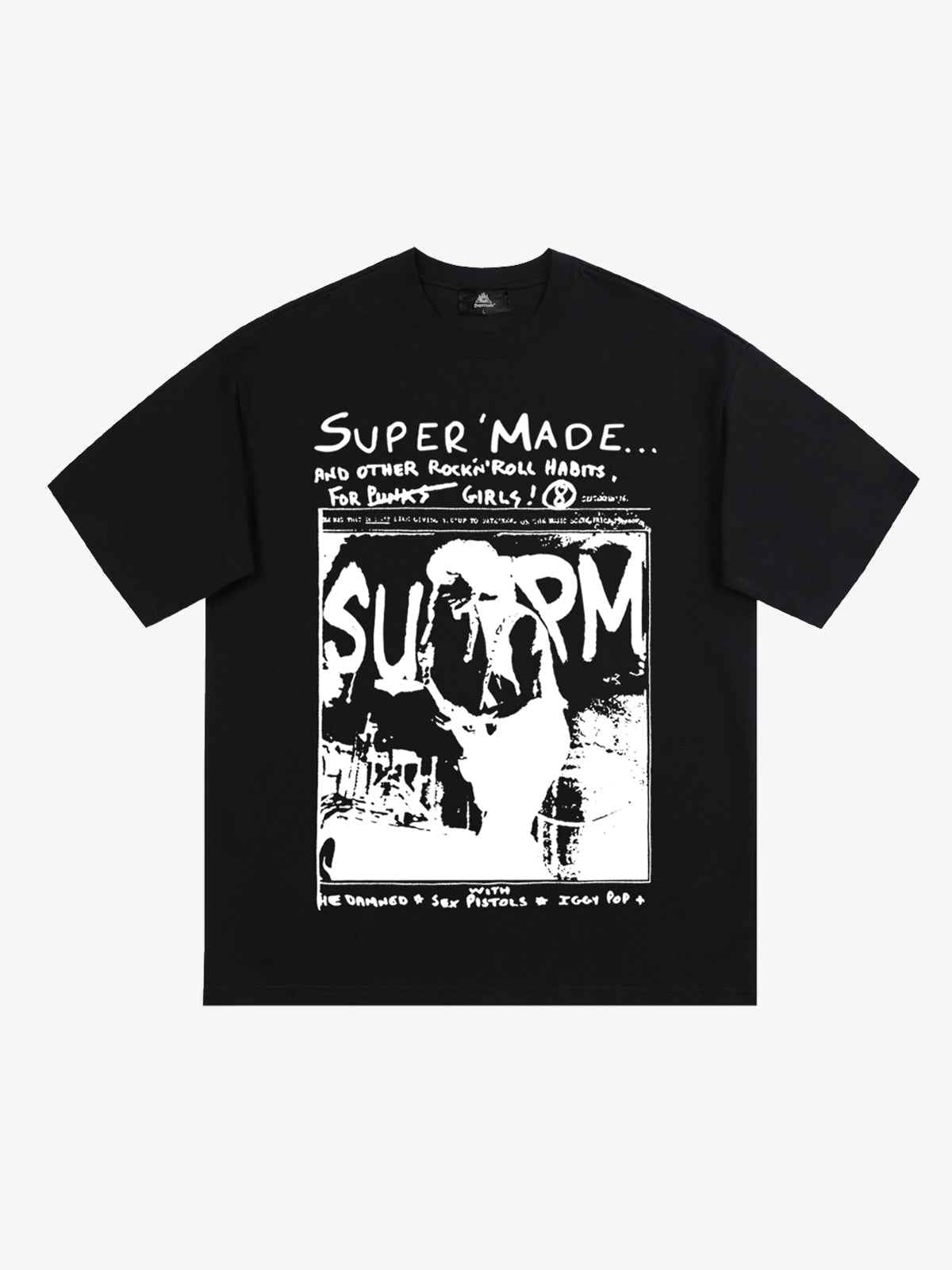 Vintage Washed Punk Graphic Print T-Shirt
