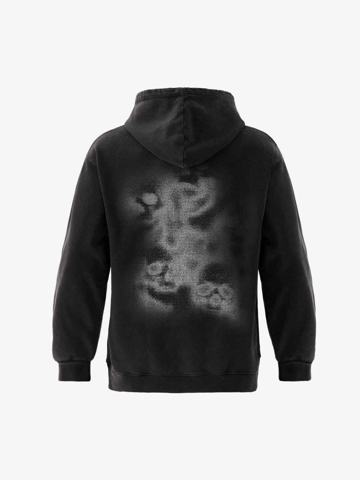 Rhinestone Letter Airbrush Graphic Pullover Hoodie
