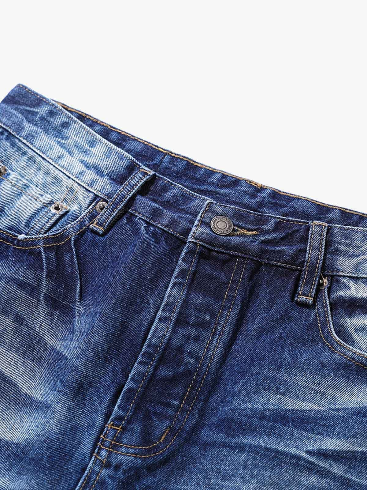 Washed Distressed Wrinkled Dyed Jeans - Luxuryurbanwear