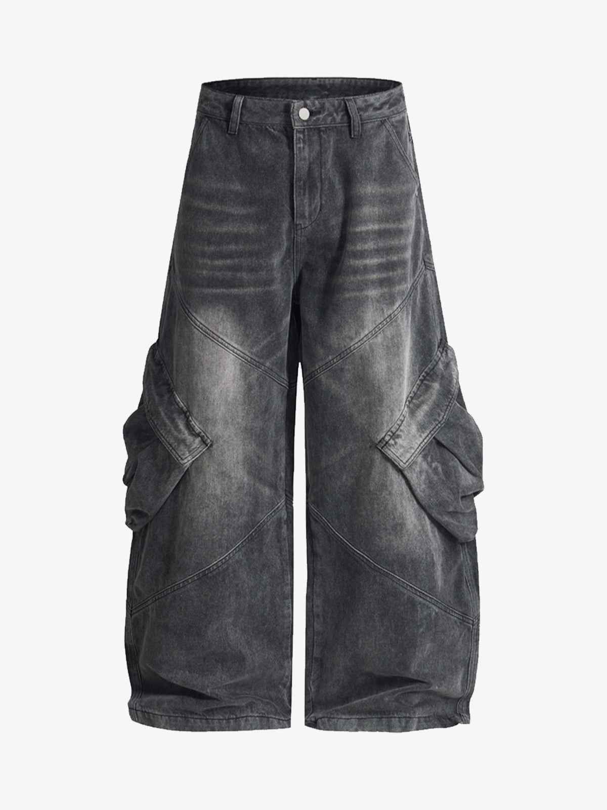 Vintage Washed Multi Pocket Cargo Jeans