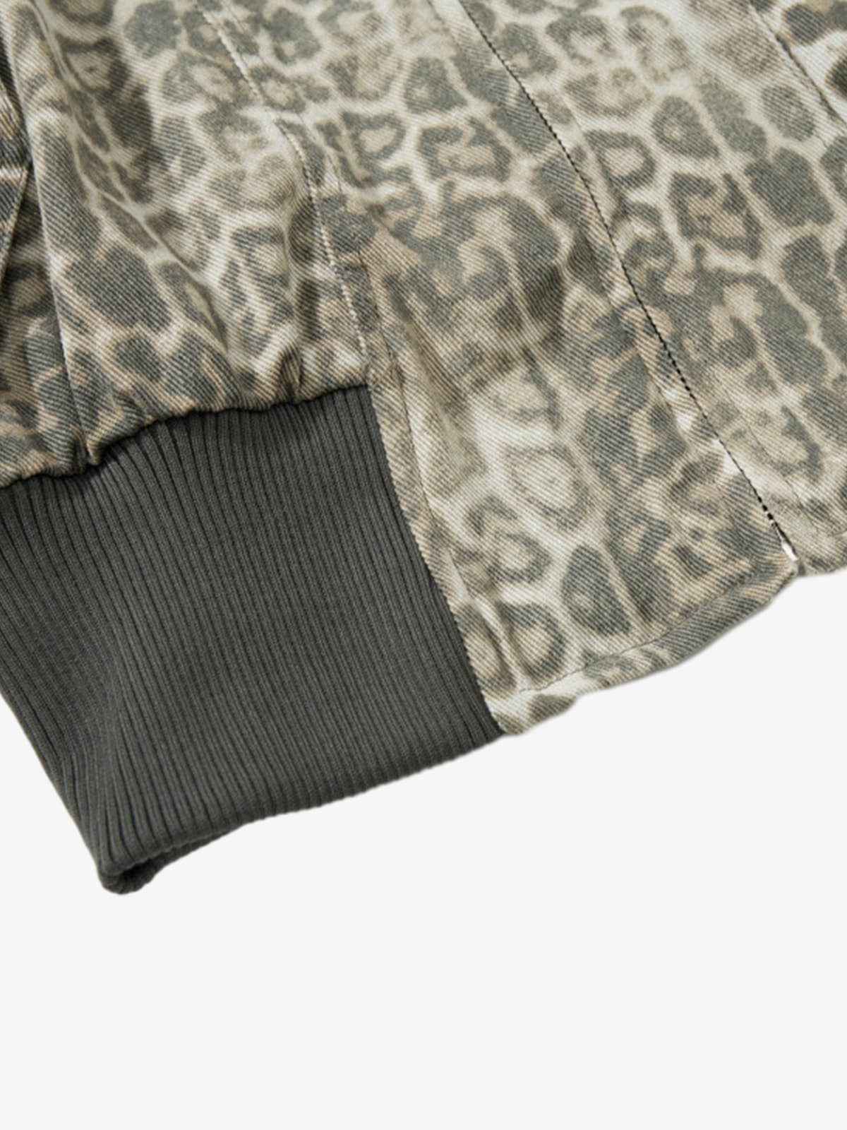 Vintage Leopard Print Bomber Jacket - 2540