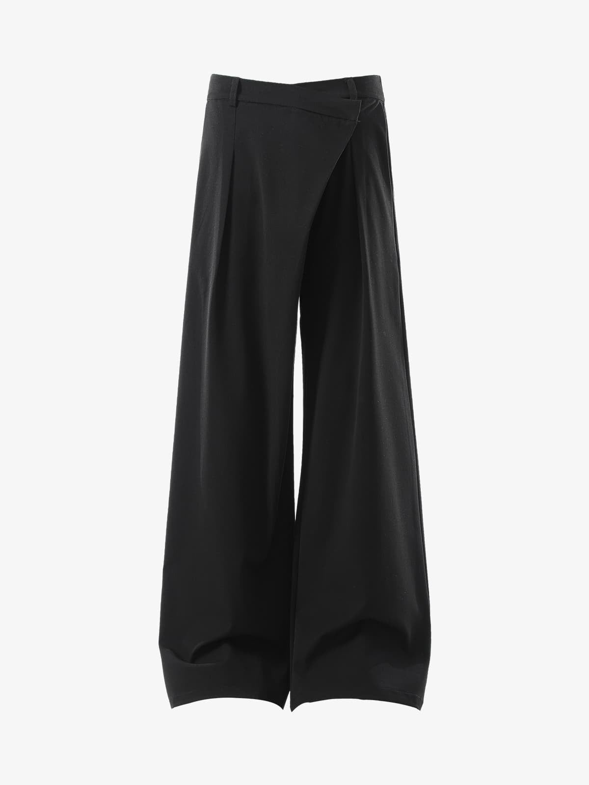 Retro Asymmetric Waist Loose Wide-Leg Trousers - Luxuryurbanwear