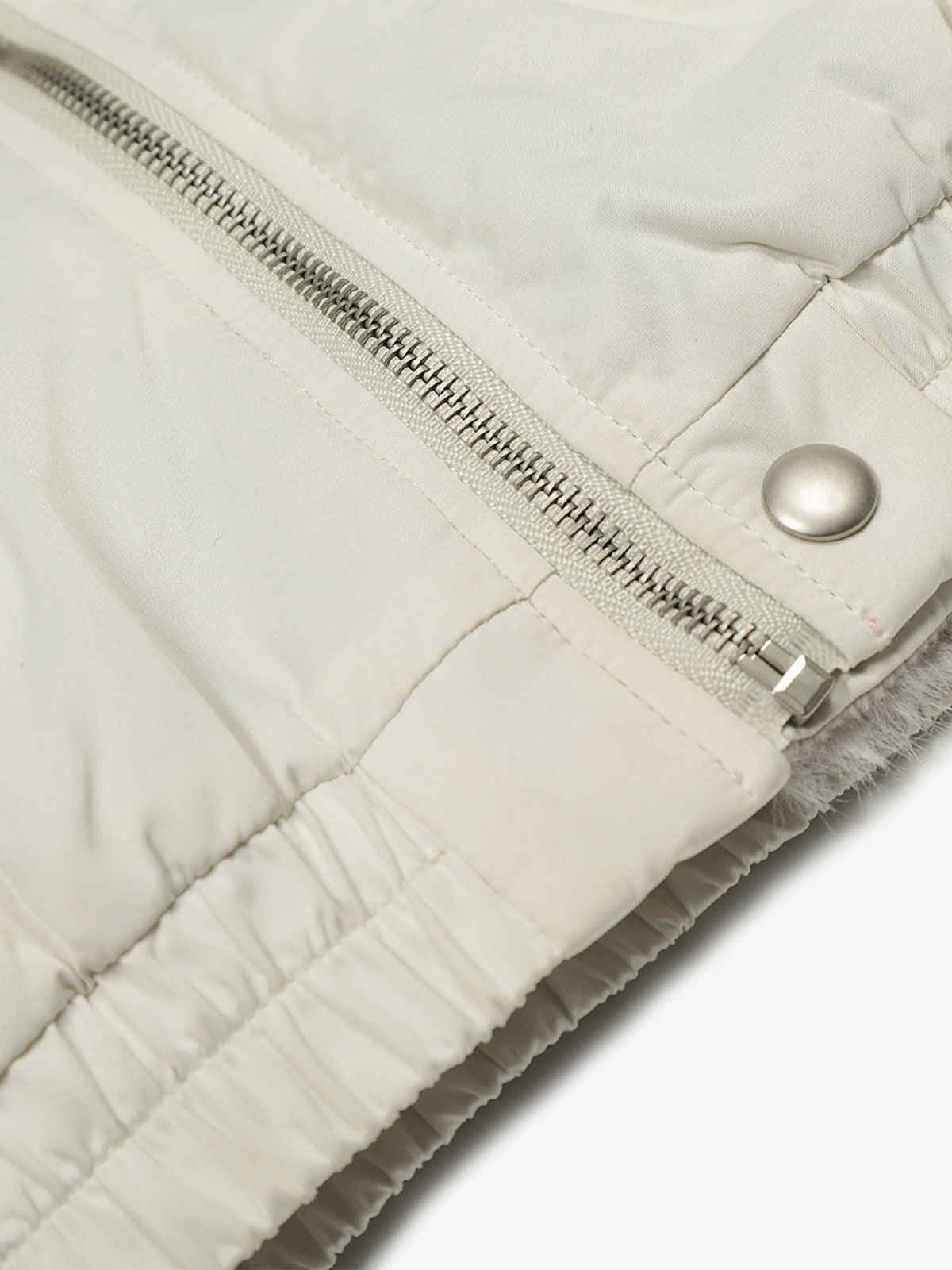 Faux Fur Collar Zipper Padded Bomber Jacket