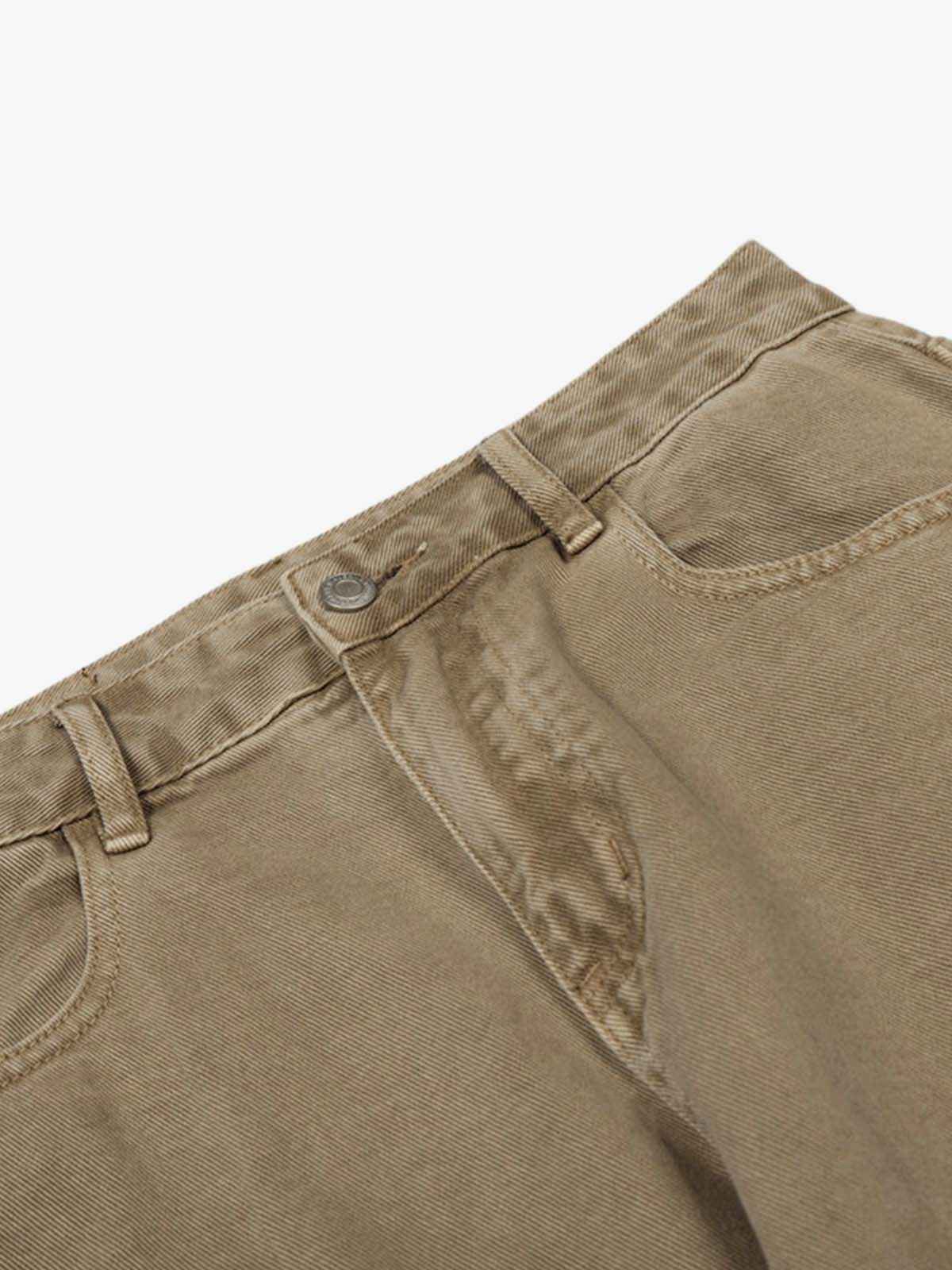 Curved Barrel Leg Inner Pleat Utility Jeans
