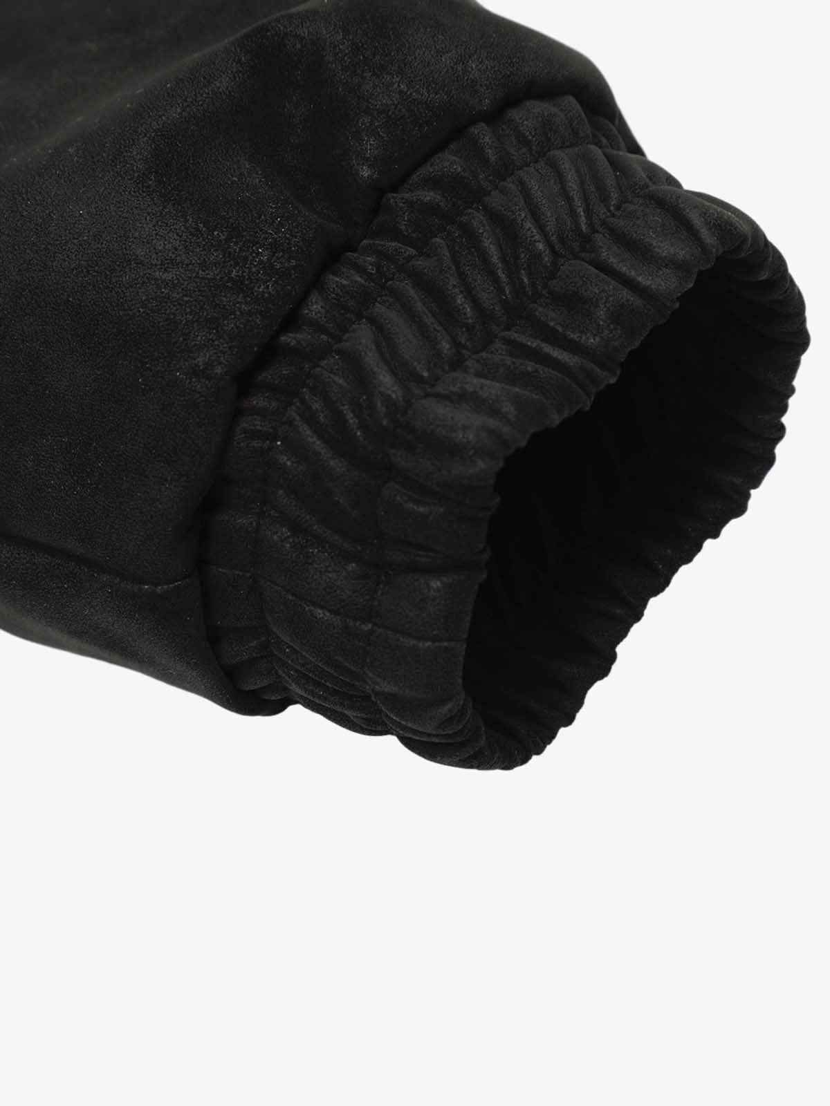 Retro Suede Faux Fur Collar Fleece Zip Up Bomber Jacket